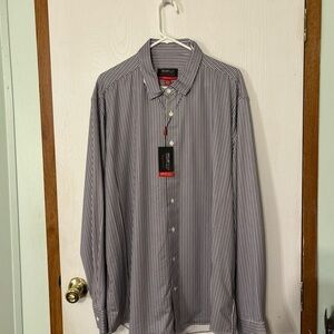 Kenneth Cole Men's Black and White Striped Dress Shirt